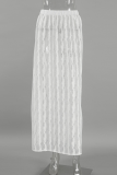 Sexy Solid Color Hollow Out See-Through Loose High Waist Type A Solid Color Bottoms