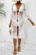 Sexy Solid Color Lace Lace Up Embroidery Swimwears Cover Up