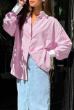 Casual Stripe Patchwork Turndown Collar Tops