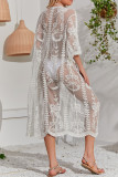 Sexy Solid Color Lace Lace Up Swimwears Cover Up