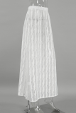 Sexy Solid Color Hollow Out See-Through Loose High Waist Type A Solid Color Bottoms