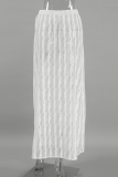 Sexy Solid Color Hollow Out See-Through Loose High Waist Type A Solid Color Bottoms