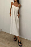 Casual Solid Color Pocket Patchwork U Neck Sling Dresses