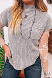 Casual Solid Color Pocket Half A Turtleneck Tops