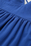 Sexy Solid Color Lace Up Backless Ruffle V Neck A Line Dresses