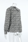 Elegant Leopard Buttons Patchwork Peter Pan Collar Tops