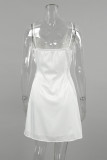 Sexy Solid Color Lace Patchwork V Neck Sling Dresses