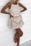 Casual Solid Color Distressed Ruffle Square Neck Sleeveless Dresses