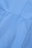 Elegant Solid Color Buttons Turndown Collar A Line Short Sleeve Dress