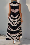 Casual National Totem Geometric Print Contrast V Neck Sleeveless Dresses