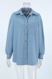 Casual Daily Solid Color Buttons Turndown Collar Tops
