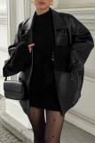 Casual Street Solid Color Buttons Turndown Collar Outerwear