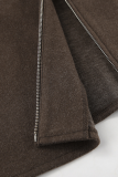 Casual Daily Solid Color Zipper Gross Turndown Collar Outerwear