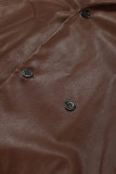 Casual Street Solid Color Buttons Turndown Collar Outerwear