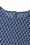 Elegant Rhombus Lace Up Contrast O Neck A Line Short Sleeve Dress