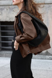 Casual Street Solid Color Buttons Turndown Collar Outerwear