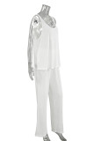 Casual Solid Color Potholes U Neck Sleeveless Two Pieces