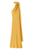 Sexy Solid Color Irregular Halter Evening Dresses