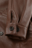 Casual Street Solid Color Buttons Turndown Collar Outerwear
