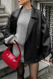 Casual Street Solid Color Buttons Turndown Collar Outerwear