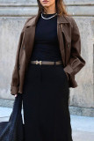Casual Street Solid Color Buttons Turndown Collar Outerwear
