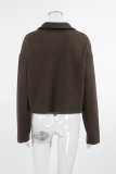 Casual Daily Solid Color Zipper Gross Turndown Collar Outerwear