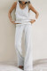 Casual Solid Color Potholes U Neck Sleeveless Two Pieces