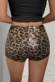 Sexy Leopard Patchwork Contrast Skinny Low Waist Full Print Bottoms