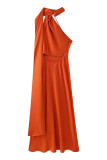 Sexy Solid Color Irregular Halter Evening Dresses