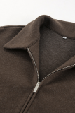 Casual Daily Solid Color Zipper Gross Turndown Collar Outerwear