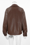 Casual Street Solid Color Buttons Turndown Collar Outerwear