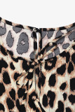 Casual Leopard Print Pocket Lace Up O Neck Loose Jumpsuits