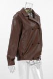 Casual Street Solid Color Buttons Turndown Collar Outerwear