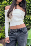 Sexy Solid Color Potholes Off Shoulder Tops
