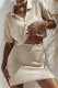Casual Solid Color Hollow Out Buttons Turndown Collar Short Sleeve Two Pieces