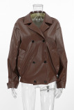 Casual Street Solid Color Buttons Turndown Collar Outerwear