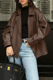 Casual Street Solid Color Buttons Turndown Collar Outerwear