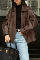 Casual Street Solid Color Buttons Turndown Collar Outerwear