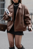 Casual Street Solid Color Buttons Turndown Collar Outerwear