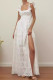 Sexy Solid Color Lace Lace Up Backless Slit U Neck Sleeveless Dresses