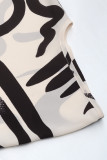 Casual Geometric Print Patchwork Contrast V Neck Tops