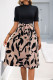 Elegant Floral Print Lace Up Buttons O Neck A Line Dresses