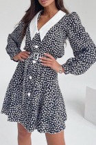 Elegant Floral Print Patchwork Peter Pan Collar A Line Dresses