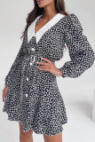 Elegant Floral Print Patchwork Peter Pan Collar A Line Dresses