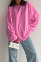 Casual Solid Color O Neck Tops