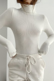 Daily Solid Color Potholes Turtleneck Tops