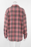 Casual Street Plaid Patchwork Contrast Turndown Collar Tops