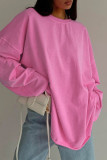 Casual Solid Color O Neck Tops