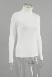 Daily Solid Color Potholes Turtleneck Tops