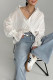 Elegant Solid Color Jacquard Lace Up Turndown Collar Tops